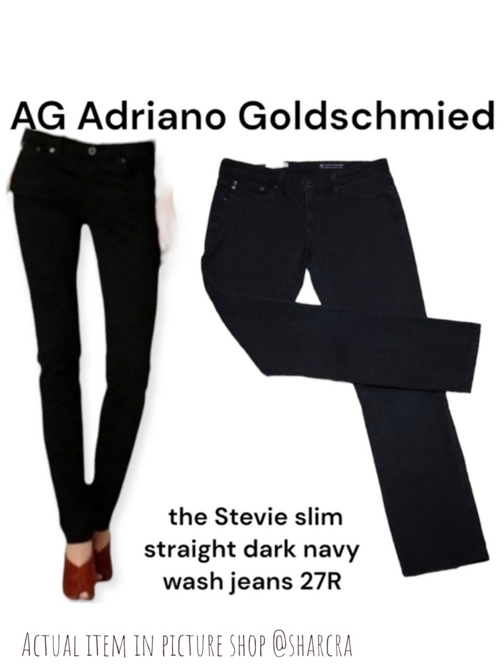 AG Adriano Goldschmied Women's the Stevie slim straight Leg Jeans navy wash 27